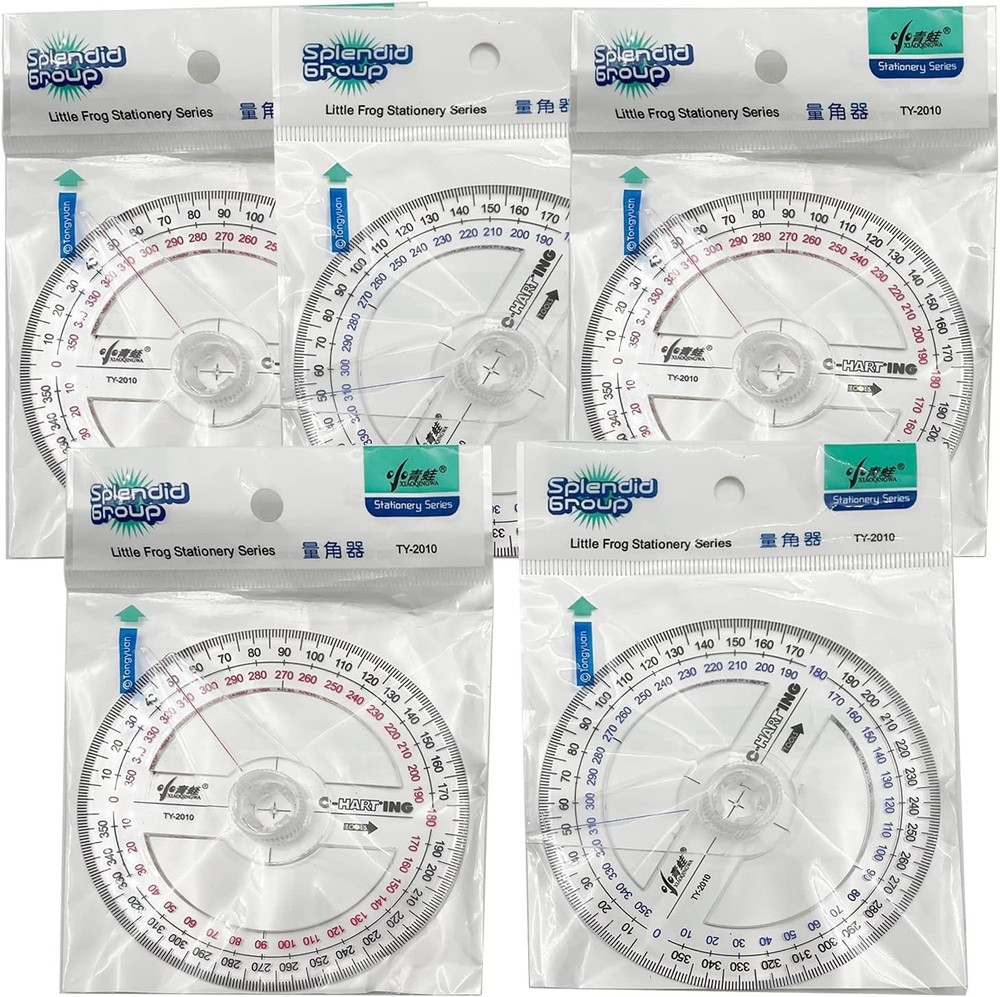 30 Pack 360 Degree Circle Protractor Clear Plastic Ruler for Math Geometry Set