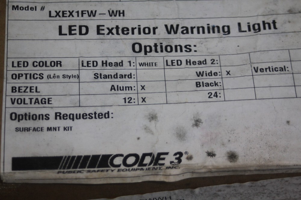 Code 3 LED Exterior Warning Light LXEX1FW-WH
