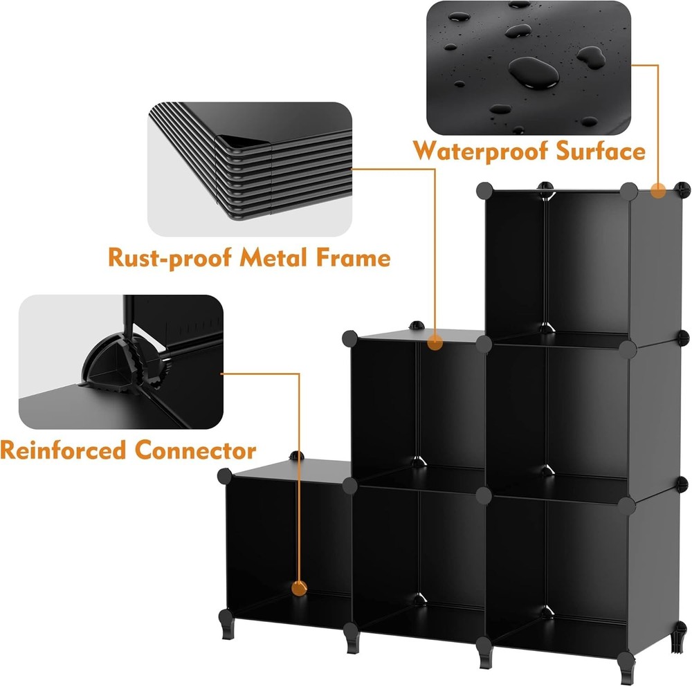 Stylish Black Cube Storage Organizer - Bedroom, Dorm, Office