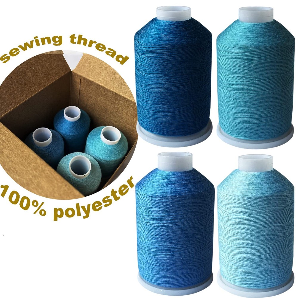 Navy Blue Sewing Thread Set 4 Spools 40S/2 Polyester Total 4000YD for DIY