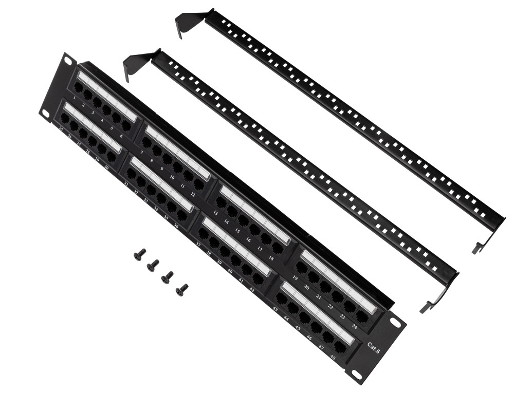 Network Patch Panel 48 Port 2U Ethernet Rack 110 Type Panel
