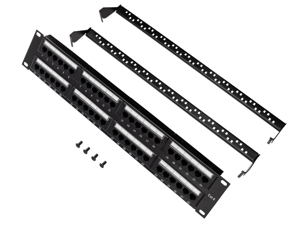 Network Patch Panel 48 Port 2U Ethernet Rack 110 Type Panel