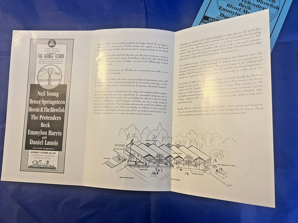 9th Bridge School Benefit - Handbill Progam Neil Young Springsteen 1995