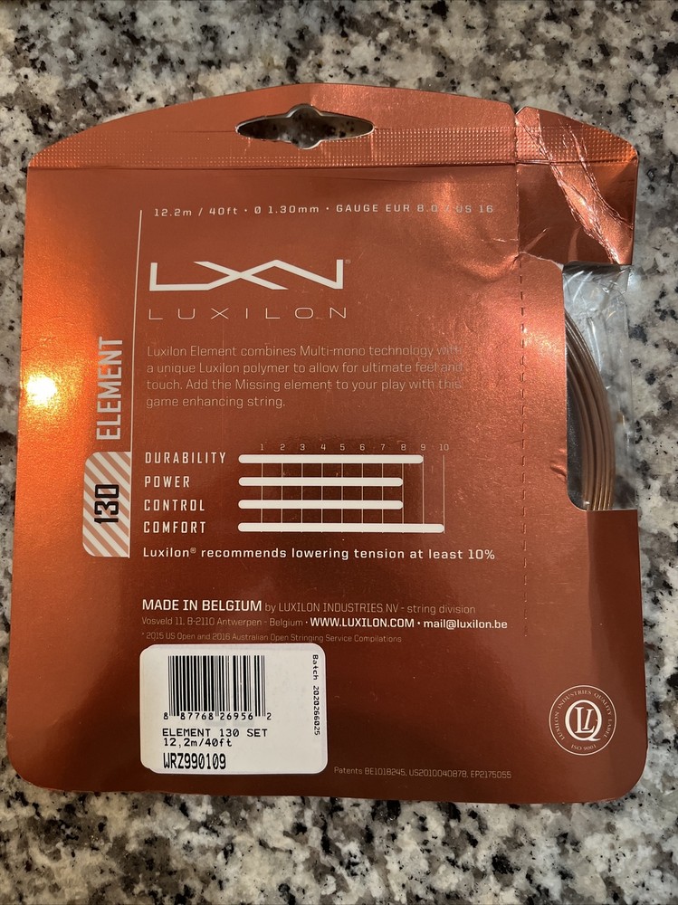 Luxilon Element 130 Tennis Racket String - 16 1.30mm - 12.2m Set