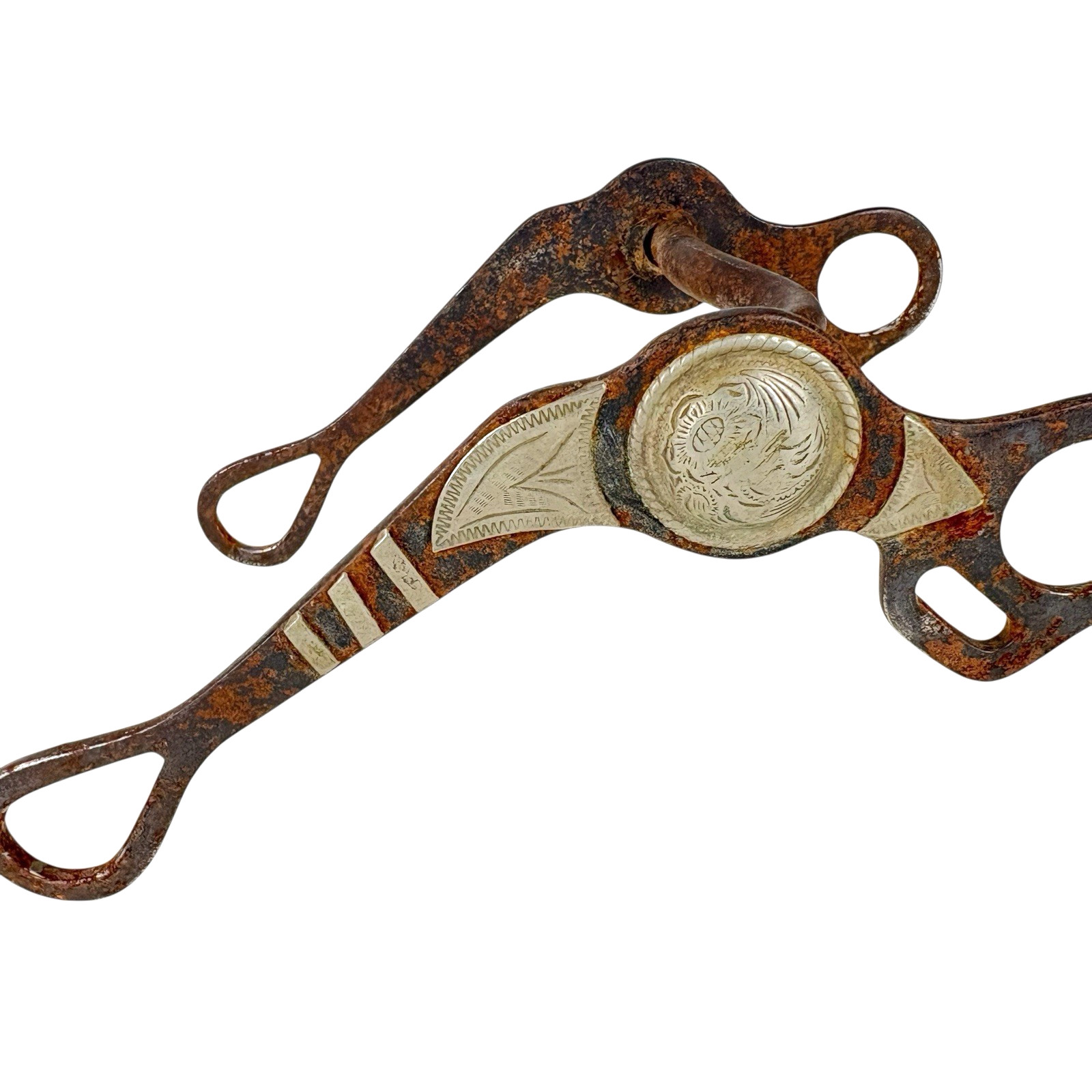 Engraved Silver Horse Show Bit Antique Vintage Western Decorative