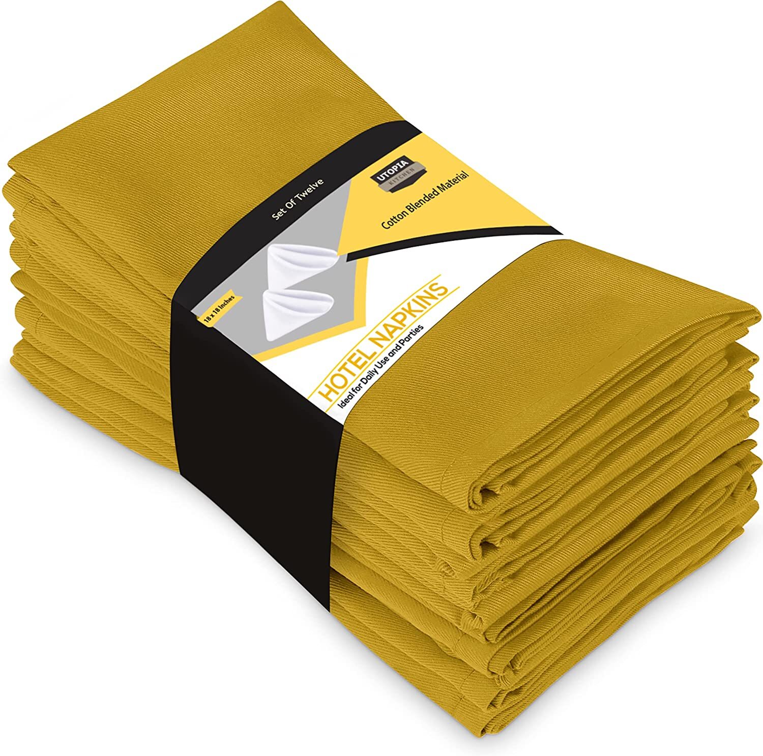 Pack of 12 Cotton Dinner Napkins Hotel Quality 18x18" Utopia Kitchen