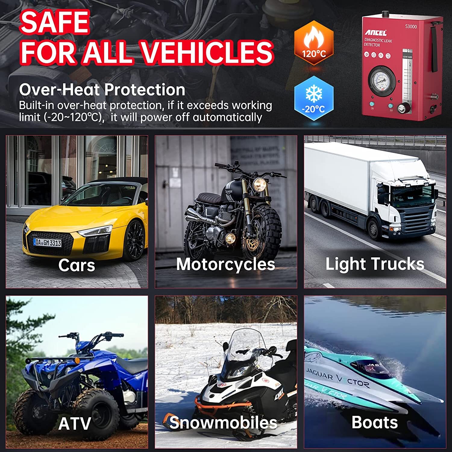 Ancel S3000 Automotive EVAP Smoke Machine Diagnostic Car Leak Detection Tester