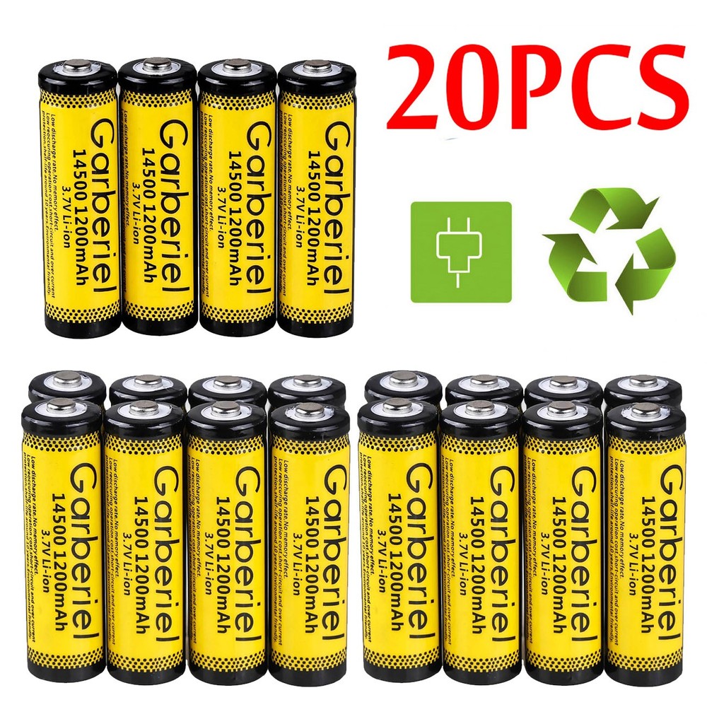 20PACK 3.7V 14500 Battery Rechargeable AA Lithium Batteries Cell for Flashlight