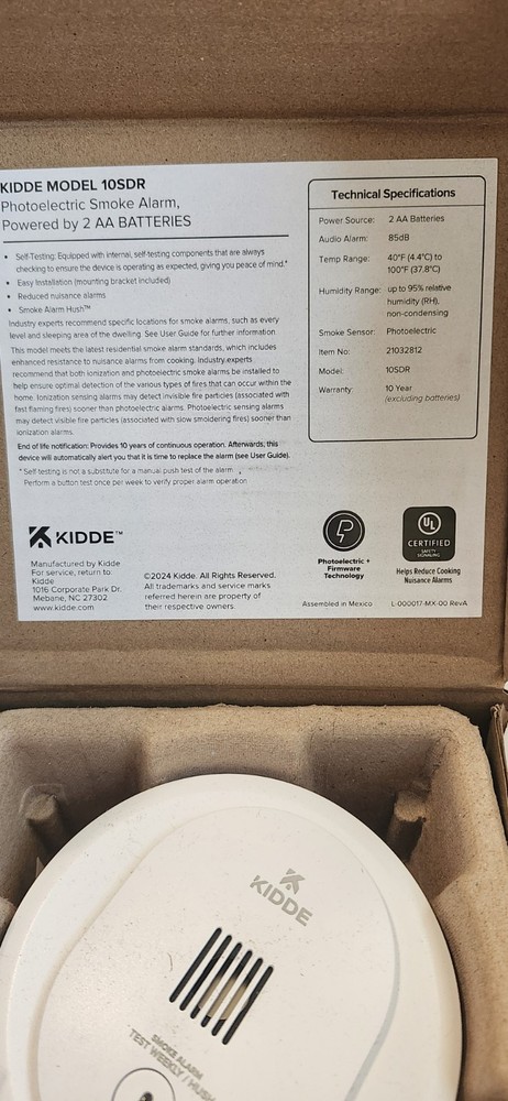Kidde Smoke Detector / 4" Compact / AA-Battery Powered / Model #10SDR