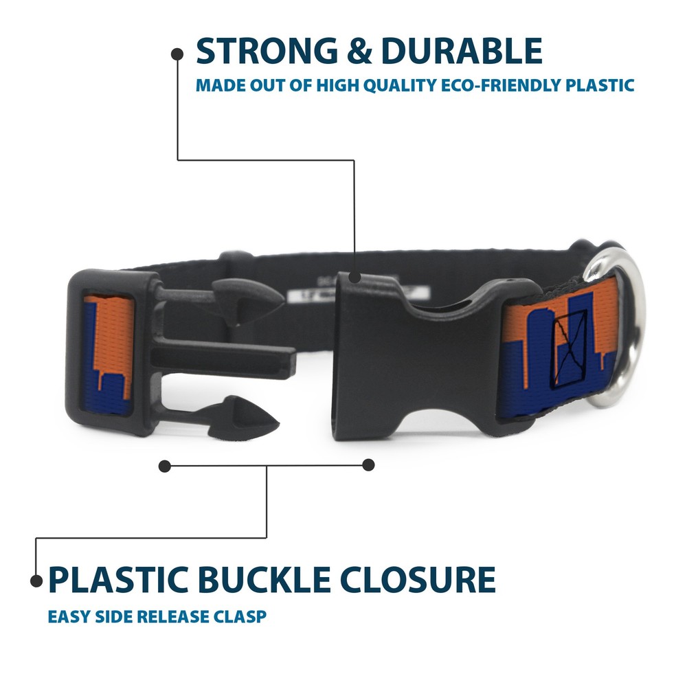 Plastic Clip Collar Denver Solid Skyline Orange/Navy Small 9.5-13"
