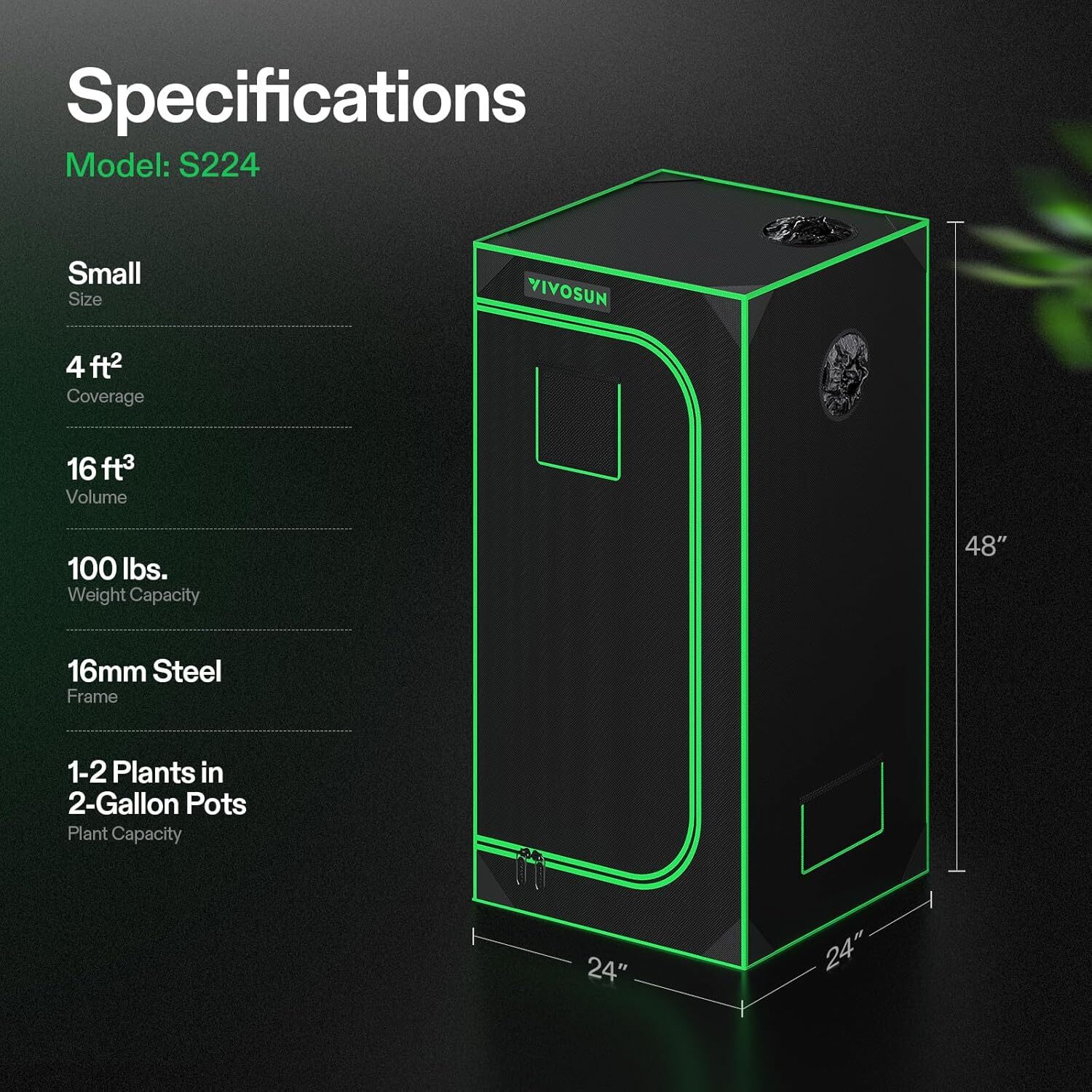 VIVOSUN GIY A22 WiFi Grow Tent Kit w/ Lumalight 100/200/400W & Inline Fan Kit R