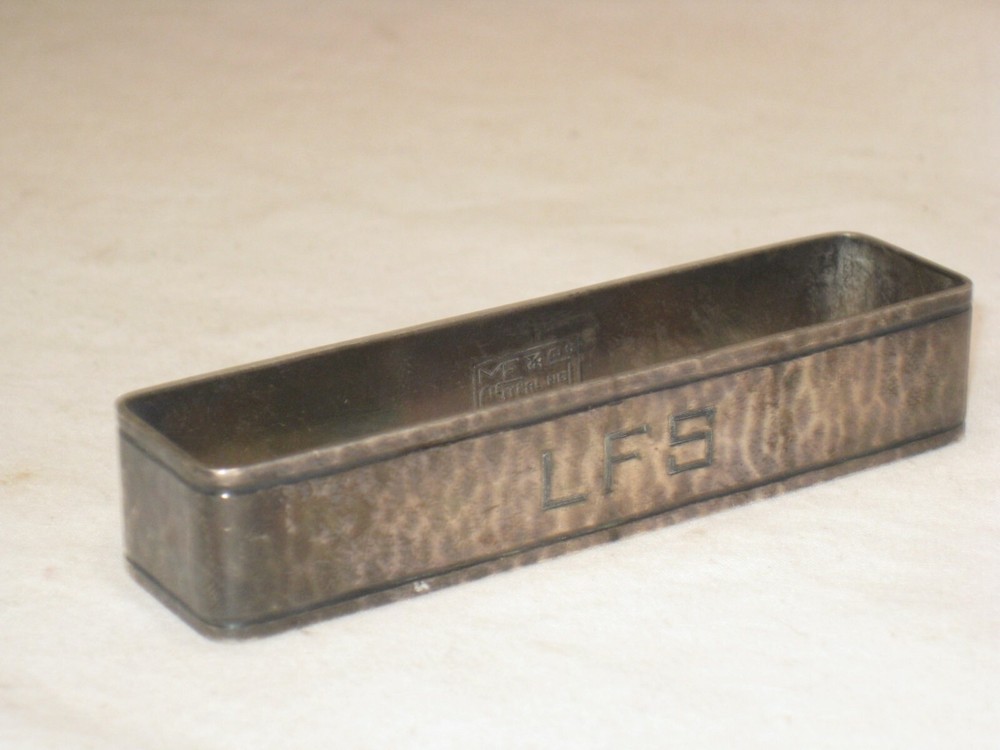 antique hammered Sterling Silver rectangular napkin ring Colonial LFS *monogram