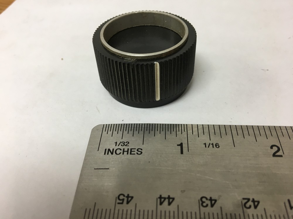 Vintage Large Black Bakelite Round Knurled Pointer Knob