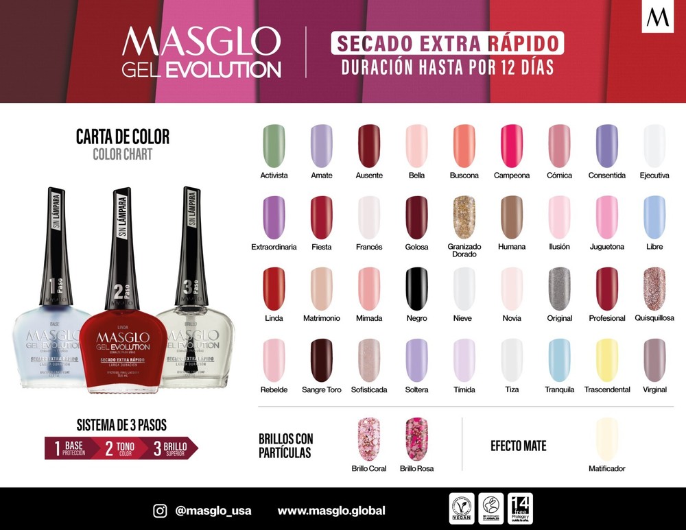 Masglo Gel Evolution Kit Base+Color+Brillo No UV Needed