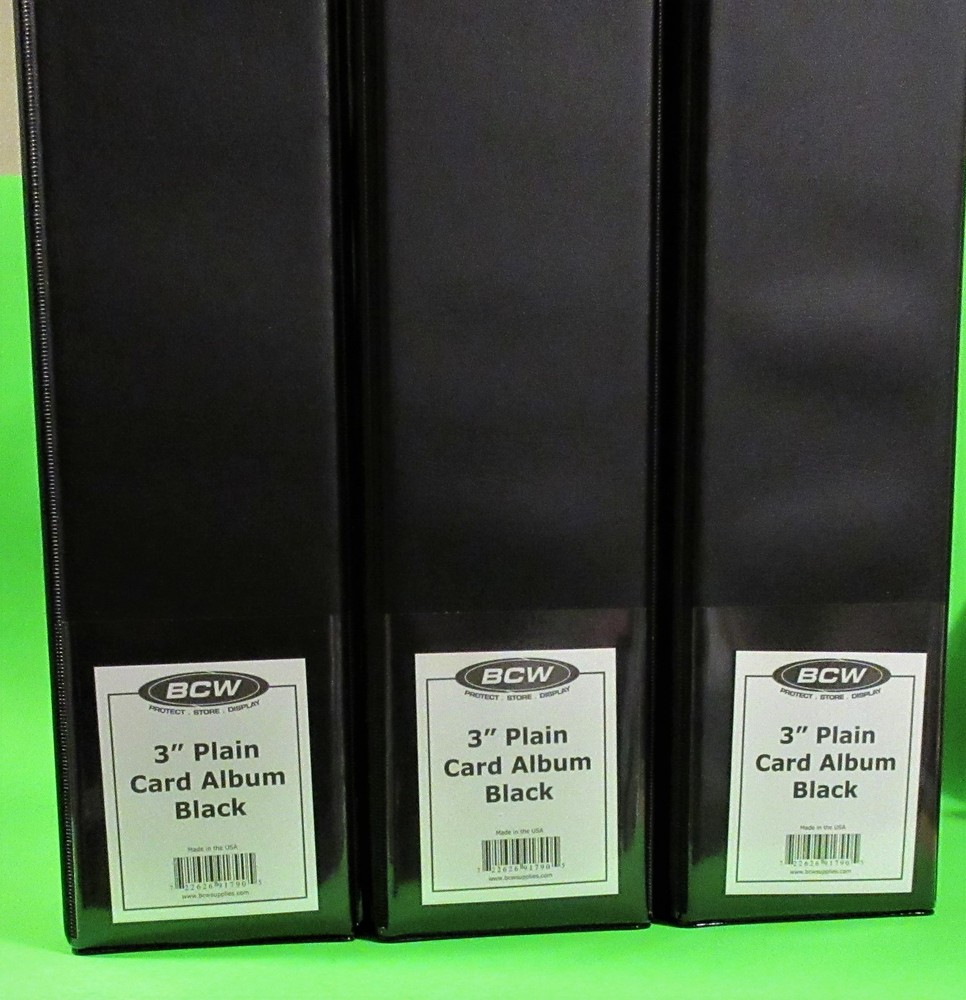 3 BCW 3" ALBUMS - PLAIN BLACK / 3 RING BINDER - HOLDS 90+ BCW PAGES EACH