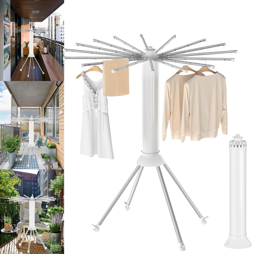 Octopus Clothes Drying Rack w/4 Pulleys Adjustable Laundry Foldable 16 pcs Rack