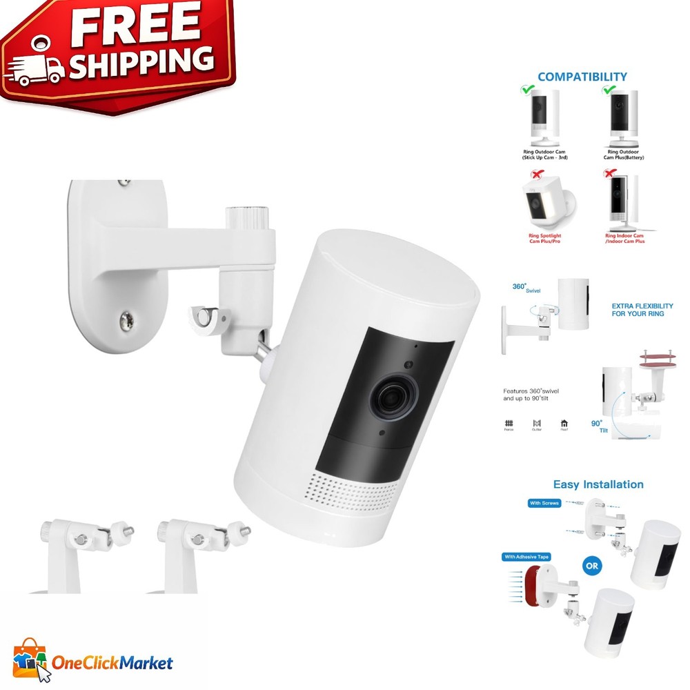 Lightweight Adjustable Wall Bracket for Ring Outdoor Camera - Easy Installation
