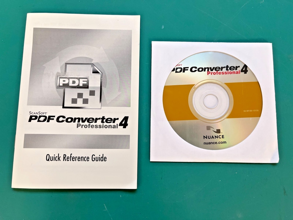 Nuance ~ Scansoft PDF Converter 4 Professional with Serial # & Quick Reference