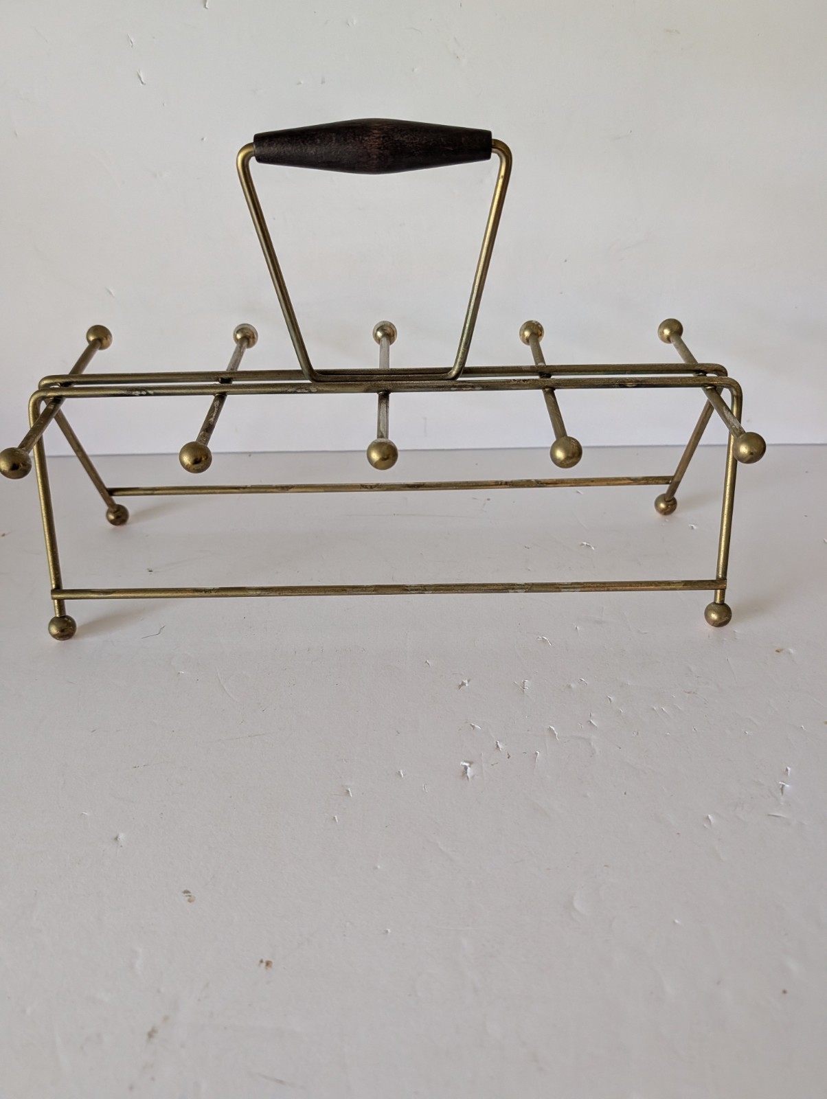 Vtg Wire Metal Caddy ONLY Rack Beverage Holder Mid Century MCM 8 Glasses