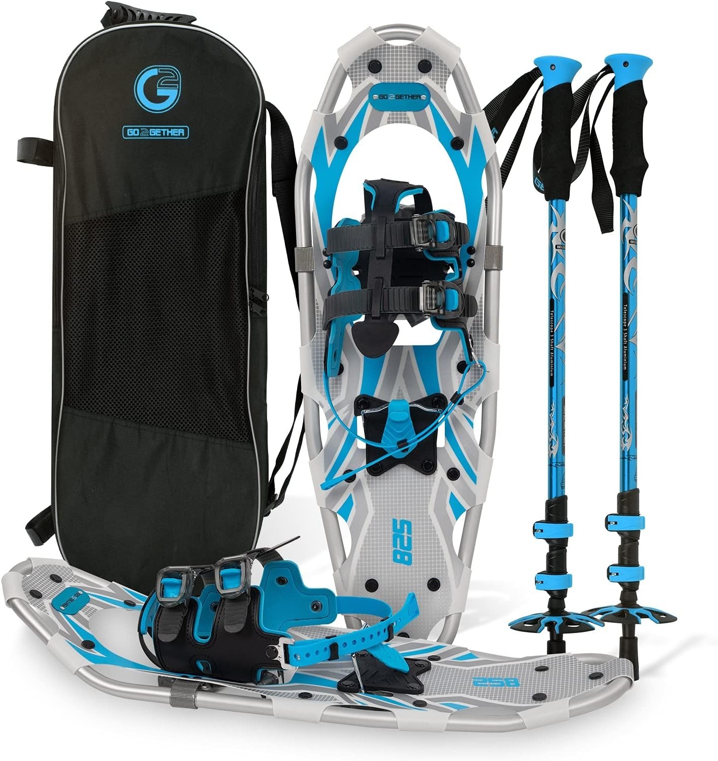 G2 25" LIGHTWEIGHT SNOWSHOES FOR MEN AND WOMEN, WITH TREKKING POLES, BLUE