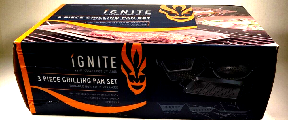 Ignite 3 Piece Grilling Pan Set Durable Non-Stick Surfaces