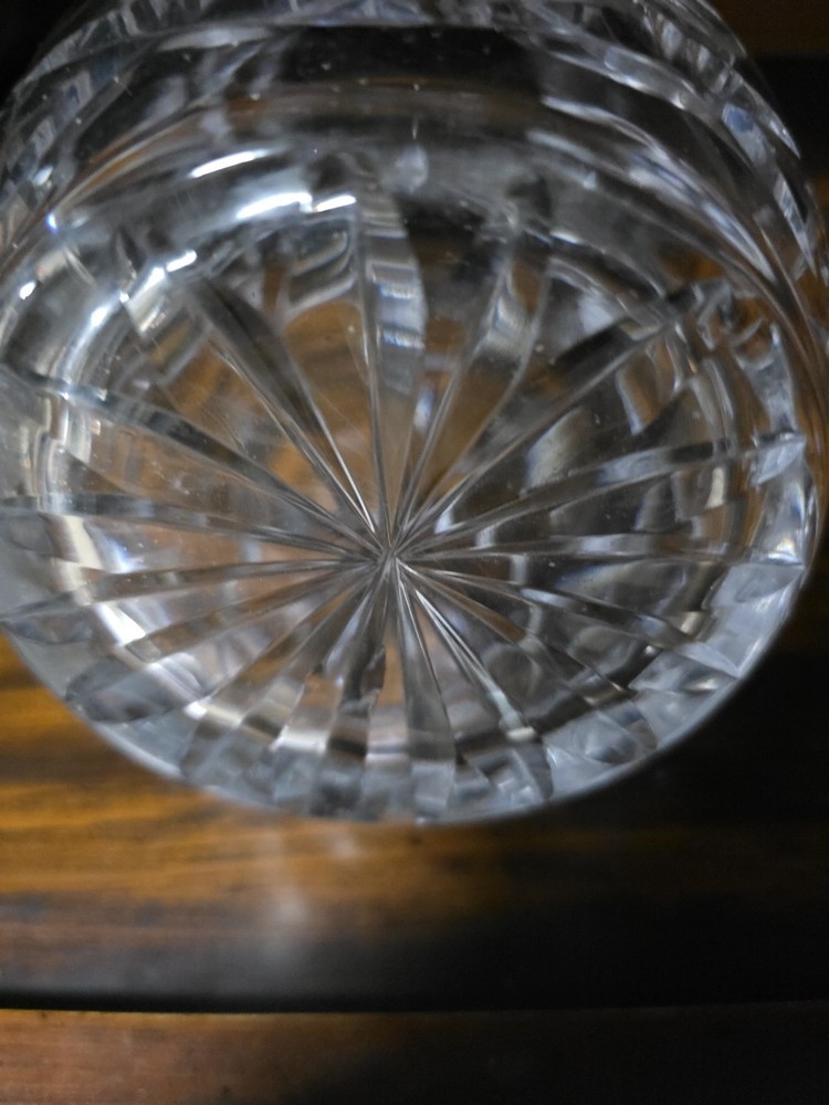 Vintage Edged Cut Glass Pitcher With Pinwheel Pattern.