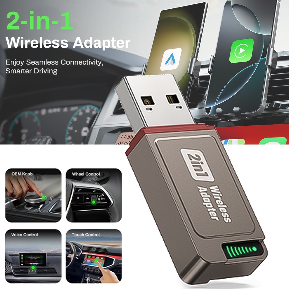 USB Wireless CarPlay Adapter For iPhone Apple Wireless Dongle Plug ＆ Play 2Pack