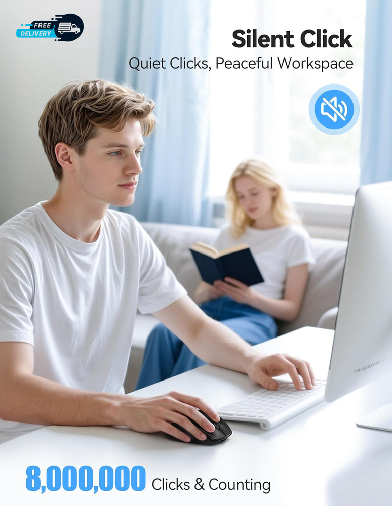 Wireless Mouse Rechargeable Mouse for Laptop Computer2.4G USB Computer Mice