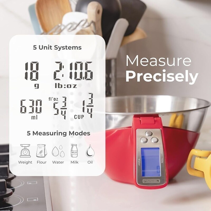 Digital Kitchen Scale W/ Bowl High Precision Tare Function Backlit LCD Display