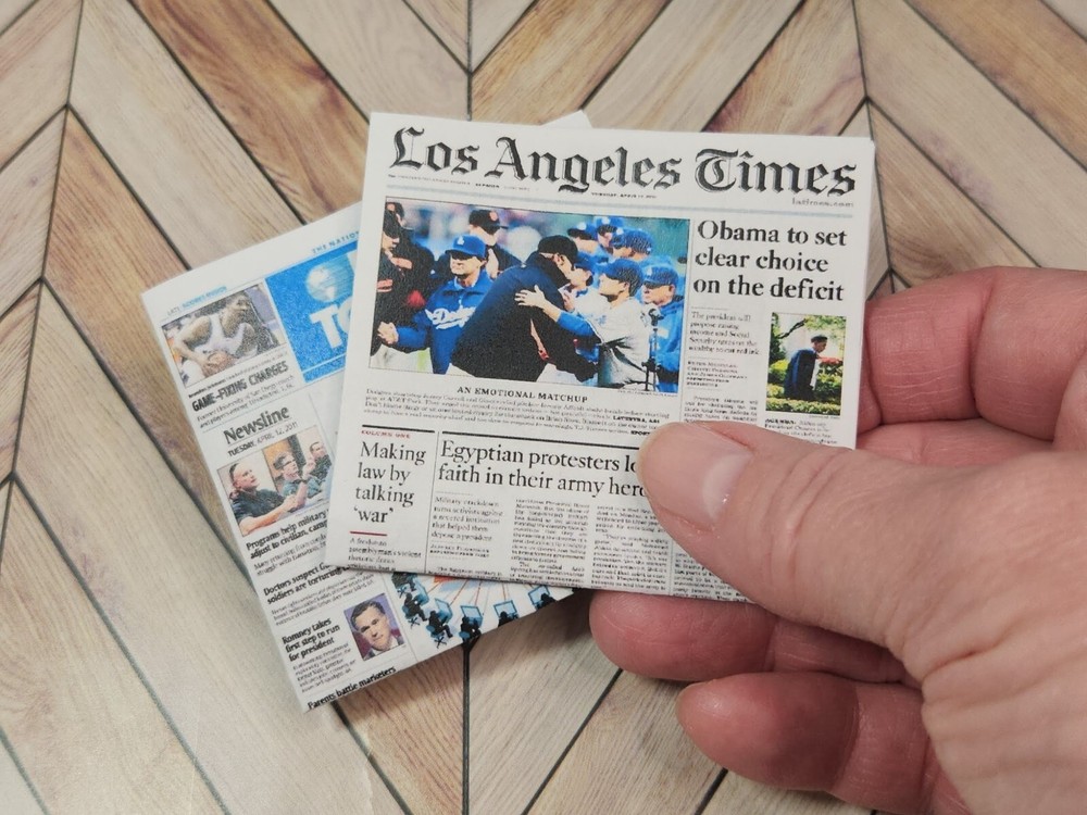 1/6 SCALE Miniature US Newspapers TWO (2)