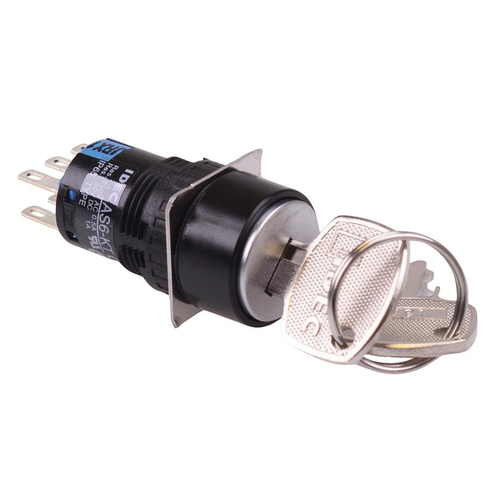 AS6M-2KT2PAC 2 Position 16mm Latching Key Switch DPDT IDEC