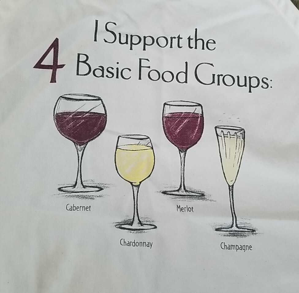 Attitude Aprons Fully Adjustable "I Support 4 Basic Food Groups" White Apron