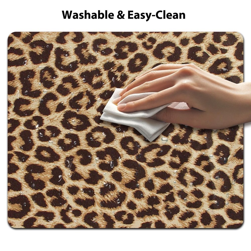 Retro Leopard Print Pattern Mouse Pad, Abstract Vintage Seamless Repeating De...