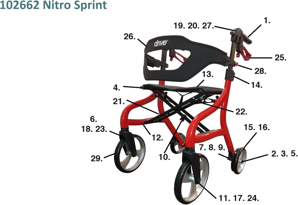 Replacement Backrest for Drive Nitro Sprint Rollator 102662 – Part # 10266