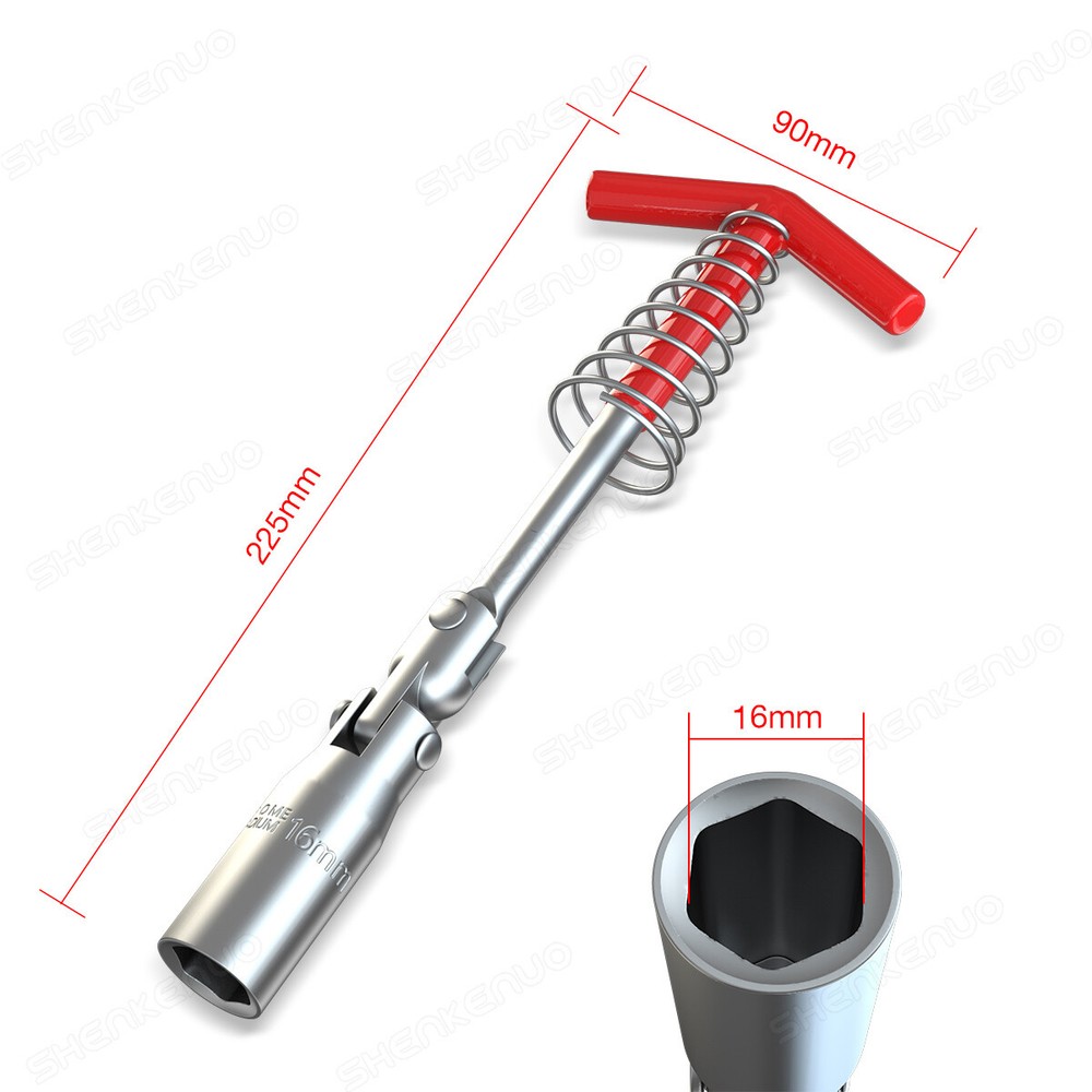 Spark Plug Removal Tool 16mm T-Bar T-Handle Flexible Spanner Socket Wrench Tool