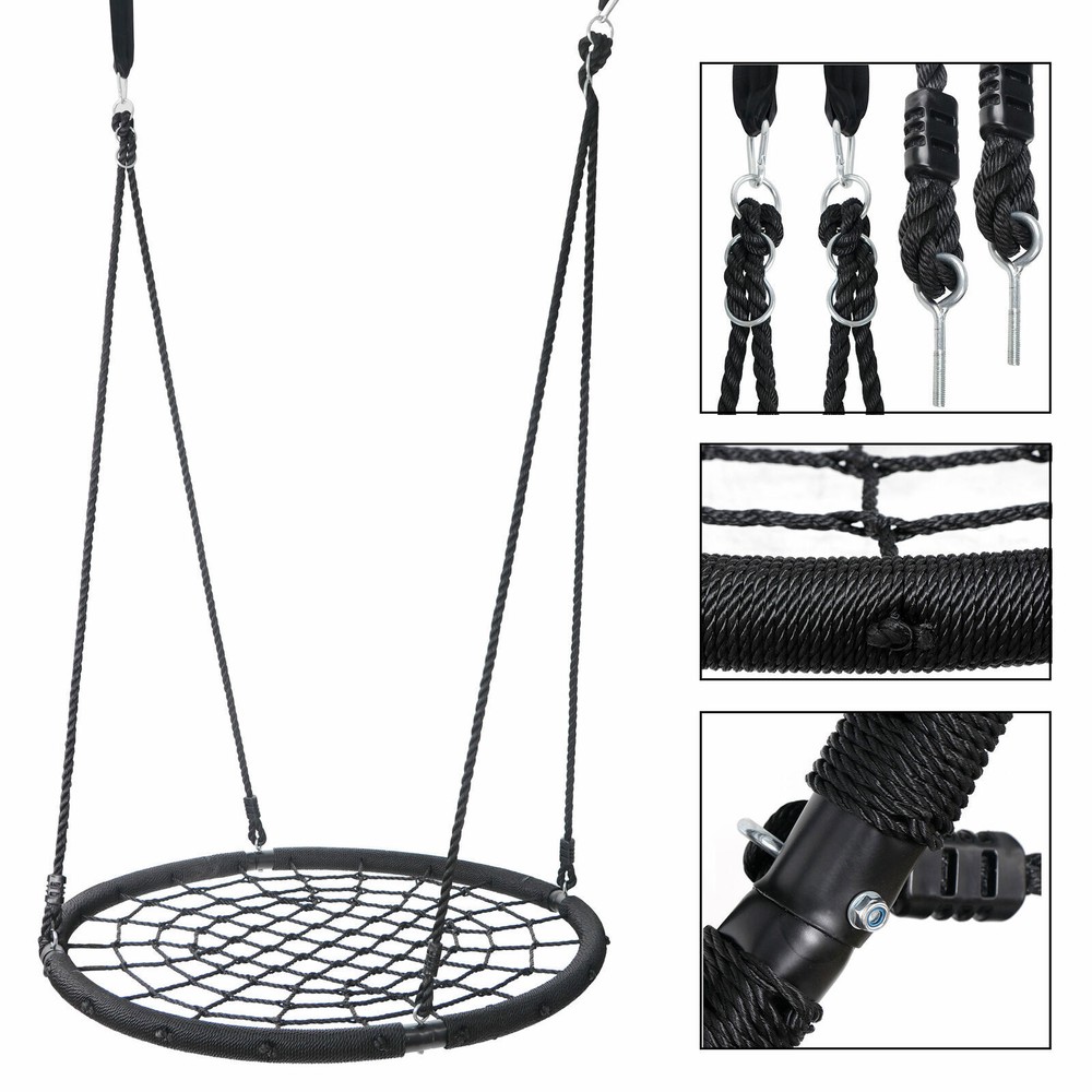48" Largest Web Tree Swing Set 360° Rotate Adjustable Hanging Ropes for Kids