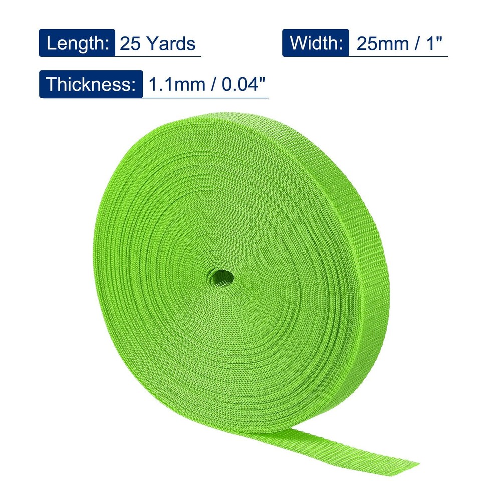 Lightweight Polypropylene Webbing Strap 1" 25 Yards Light Green Strapping