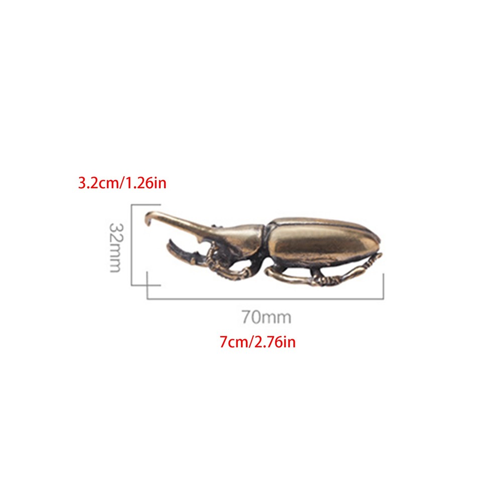 3 IN 1 Solid Brass Beetle Ornaments Simulation Insects Figurines Miniatures Bugs