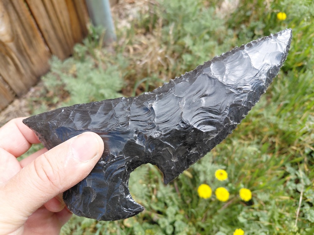 Two 7 Inch Obsidian Blades. Flintknapping, Arrowheads