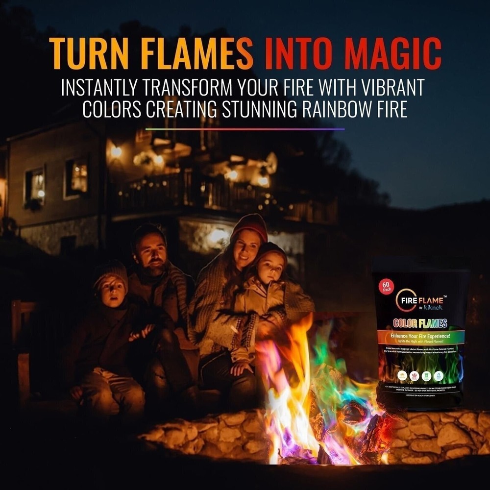 FireFlame Fire Color Changing Packets - Magic Color Fire Flames - 60 Pack