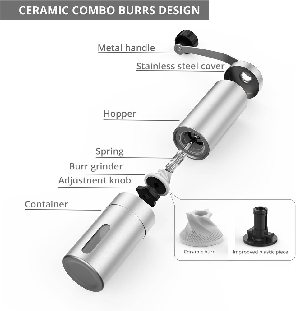 Manual Coffee Grinder with Ceramic Grinding Core, Adjustable Coarseness Settings