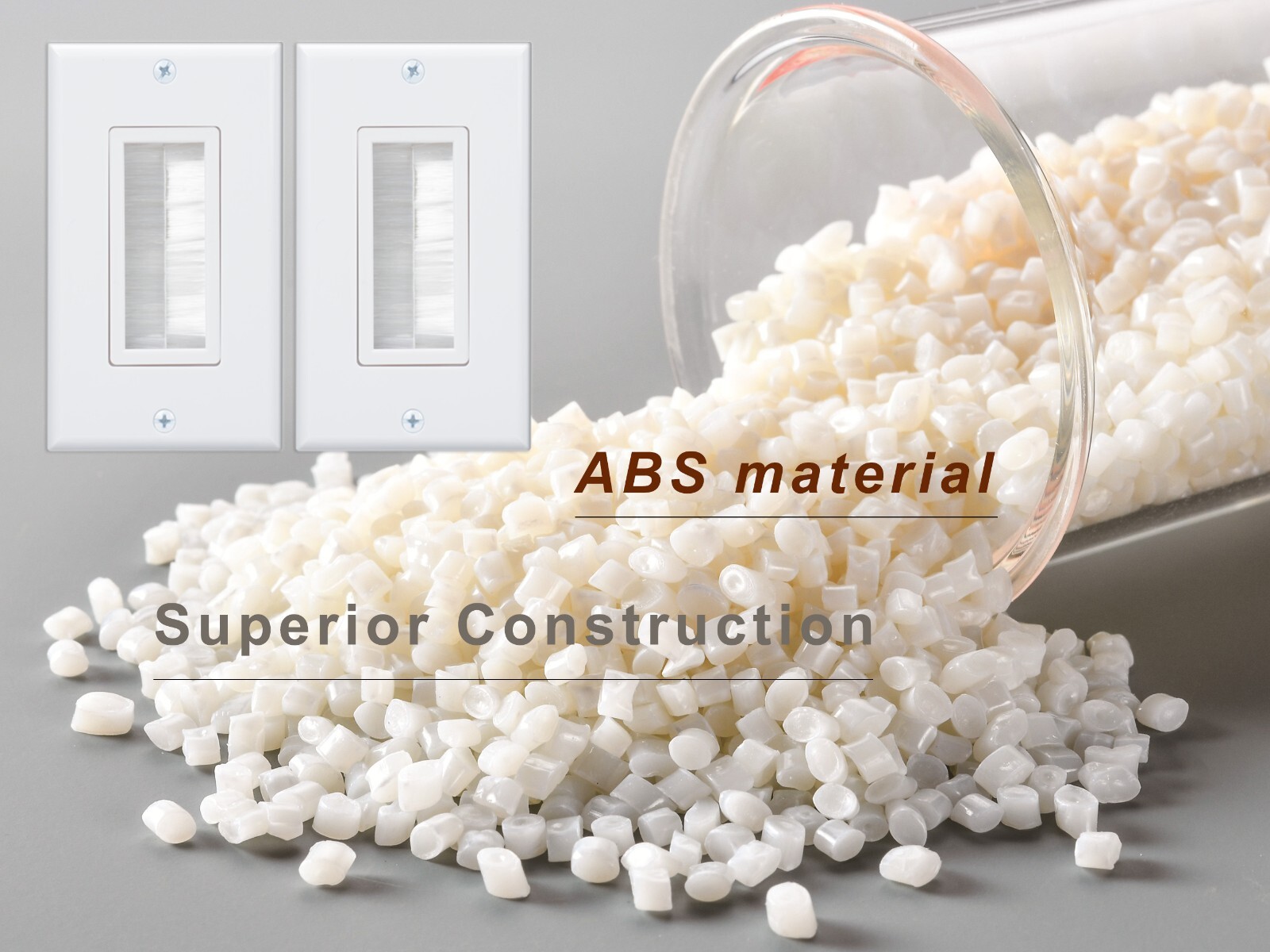 Brush Wall Plate with Mounting Bracket 6-Pack Cable Pass Through Insert Hider