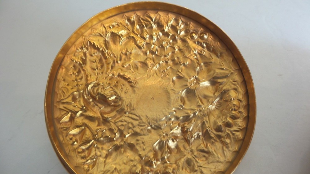 Sterling Silver Gilt Repousse 4.5" Lidded Box