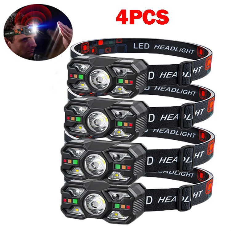 Rechargeable Headlamp Super Bright LED Head Light Forehead Flashlight Outdoor 4X