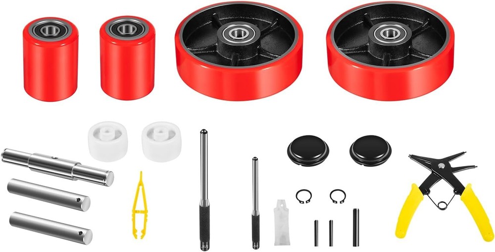 Pallet Jack Wheels Kit, Steering Wheels 7"x 2" Pair, Load Roller 3" x 3.75" Pair