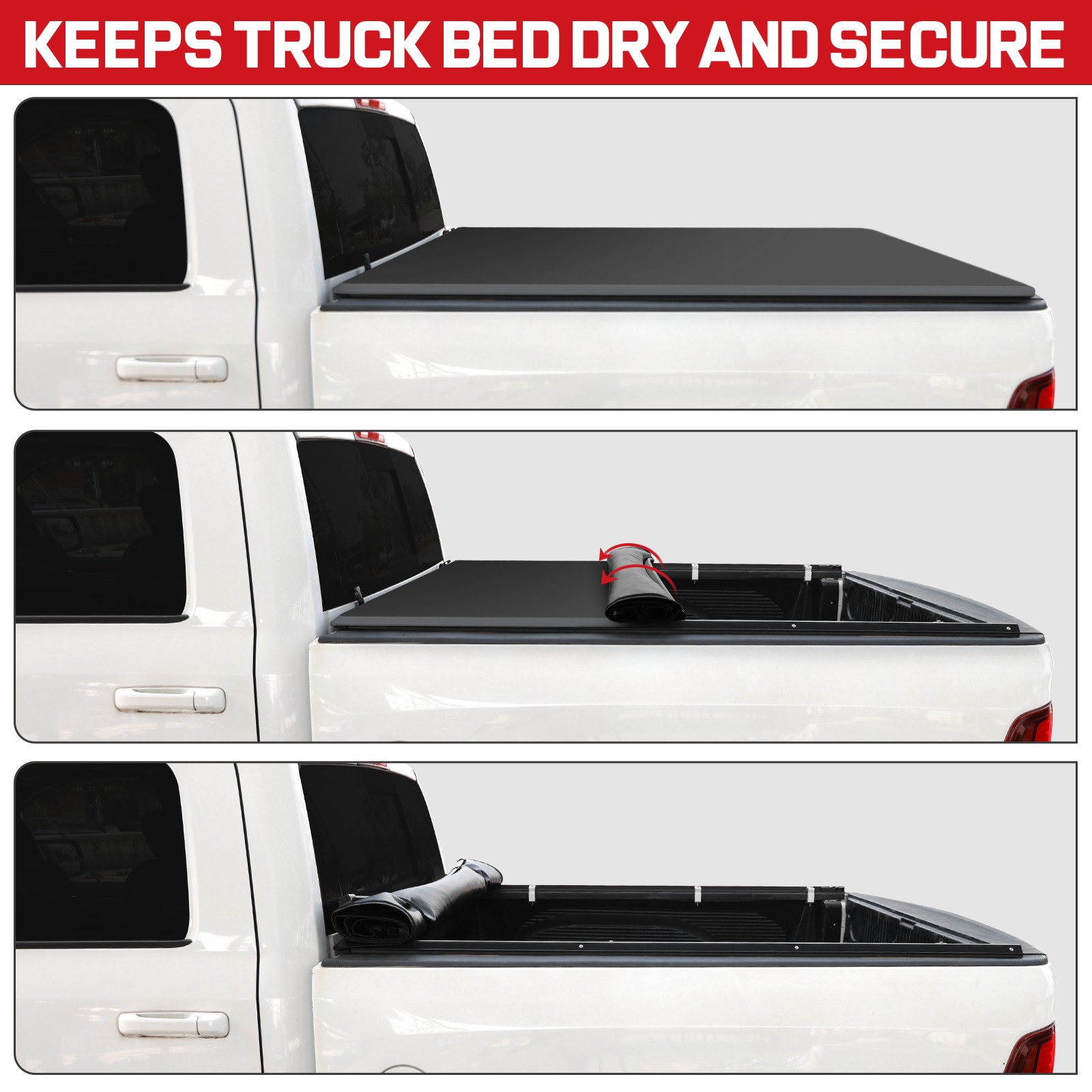 Soft Roll-up Tonneau Cover FOR 09-25 Dodge Ram 1500 5.7FT Truck Bed NO RAM BOX