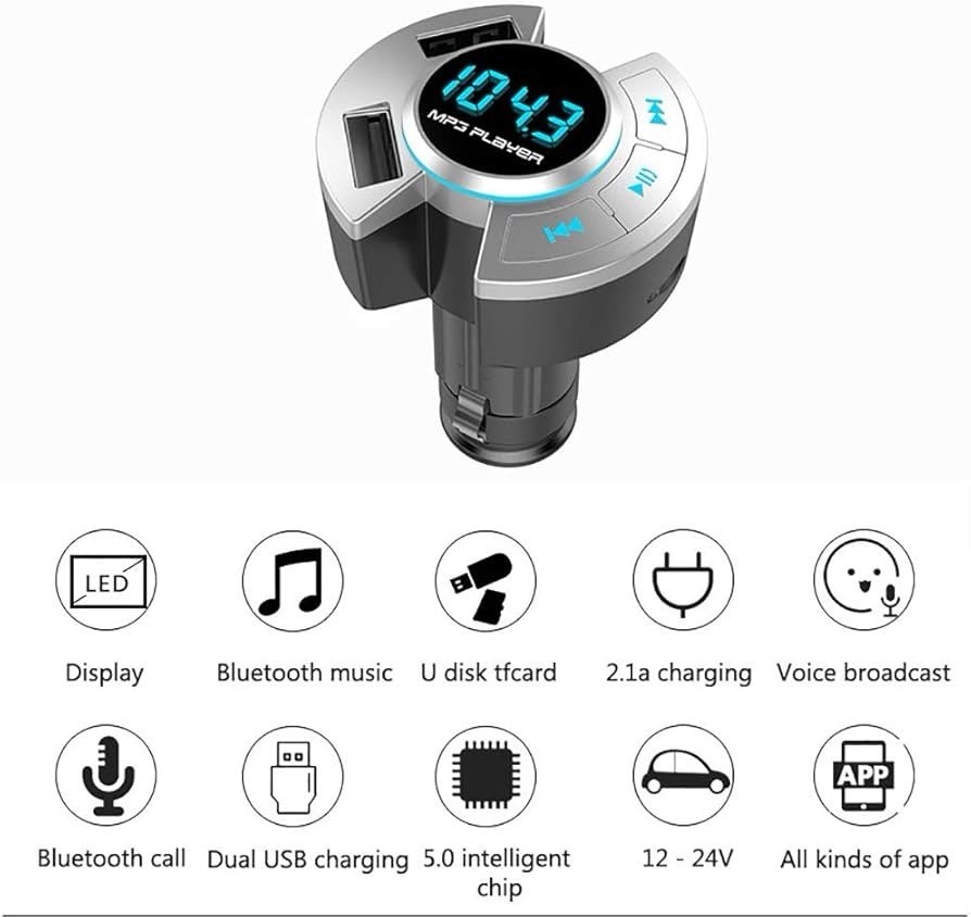 BT17 Bluetooth FM Transmitter for Car, Bluetooth 5.0 Wireless Radio Adaptor Car