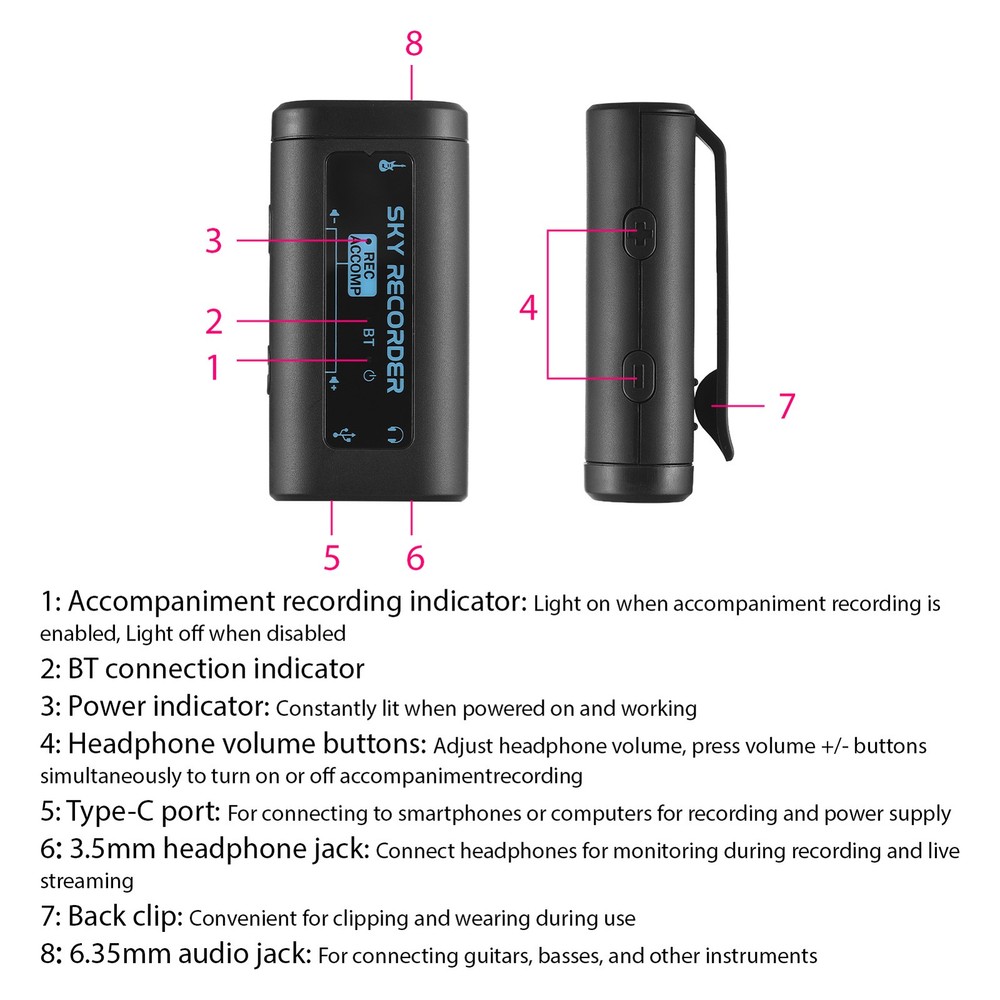 Audio Interface Portable Mini Recording Sound Card BT Accompaniment DTXB