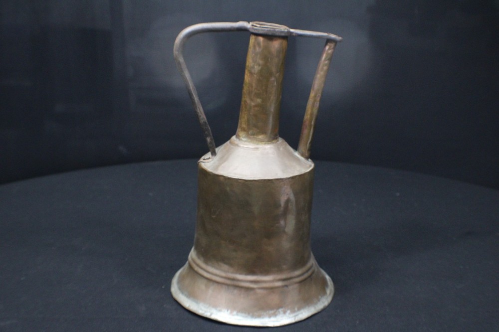 An Antique Hand Hammered Solid Copper & Iron Handled Water Jug or Pitcher