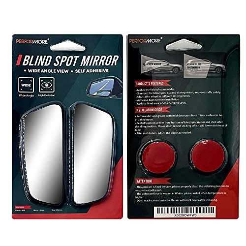2 Pack of Blind Spot Car Mirrors, Adjustable HD Glass Adjustable - Rectangular